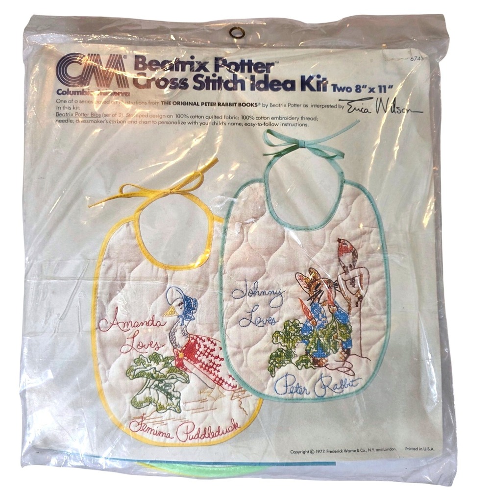 Vtg 1977 Columbia-Minerva Beatrix Potter Cross Stitch Idea Kit 6743 Read